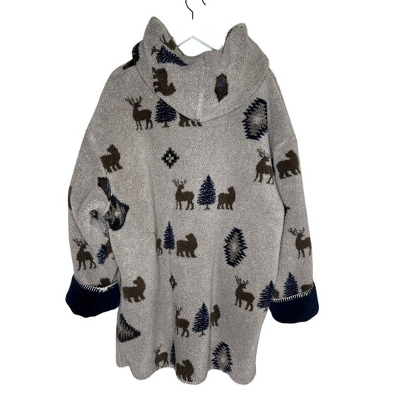Vintage Denali Hooded Fleece Reversible Jacket, Deer Print, Toggle Closure, 2XL - Picture 3 of 7